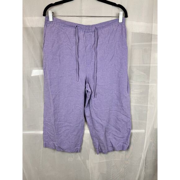 Vintage Erin London capri drawstring pants silk linen blend sz PM beachy coastal - Picture 1 of 7